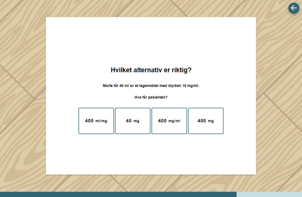 Oppgave for dose, mengde og styrke