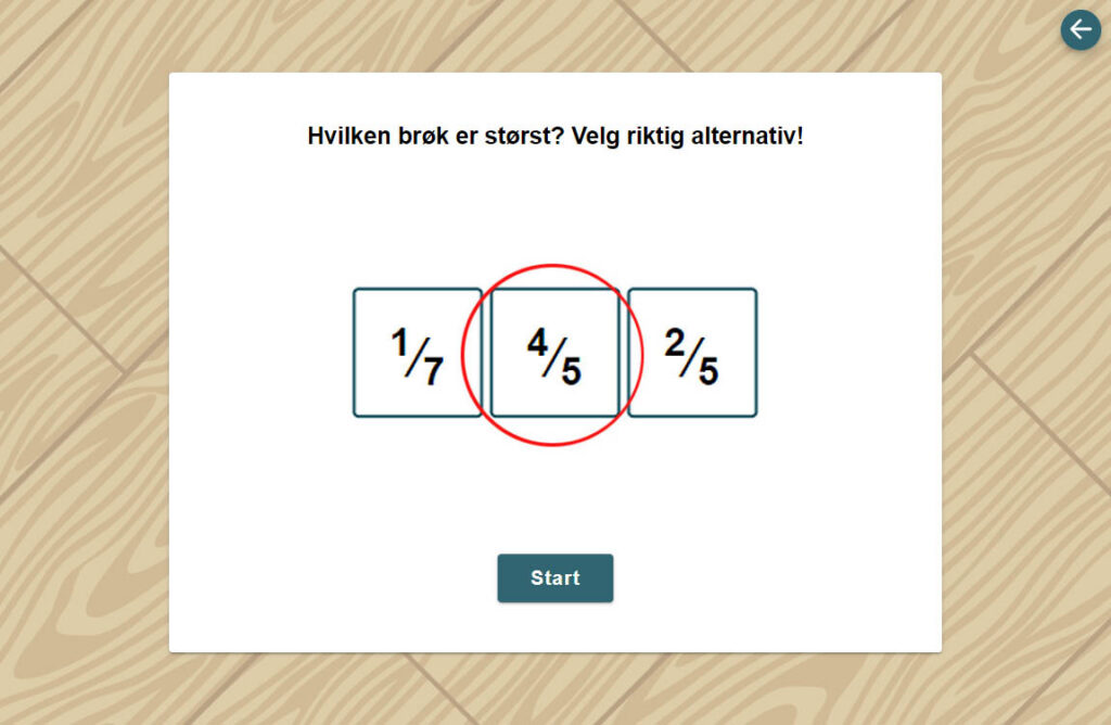 Introduksjon til brøk oppgave