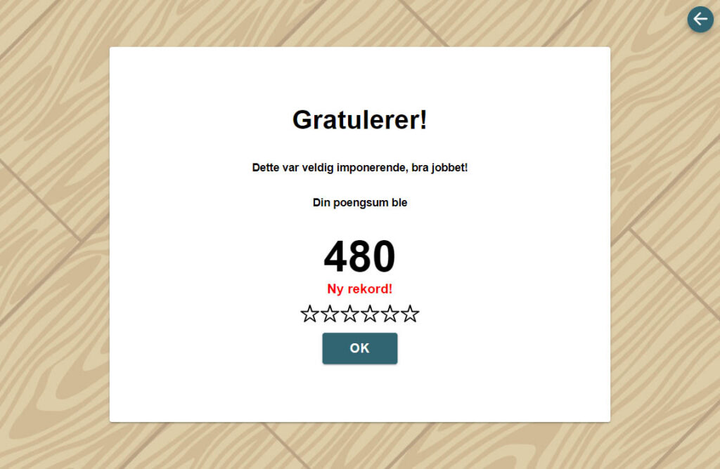 Poengscore oversikt