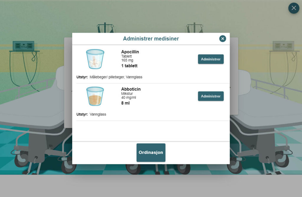 Administrasjon av valgte medikamenter