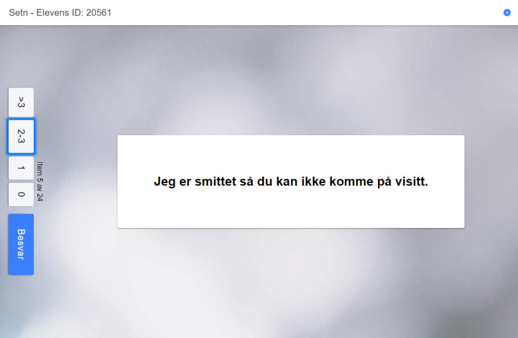 Eksempel på test Setningsminne