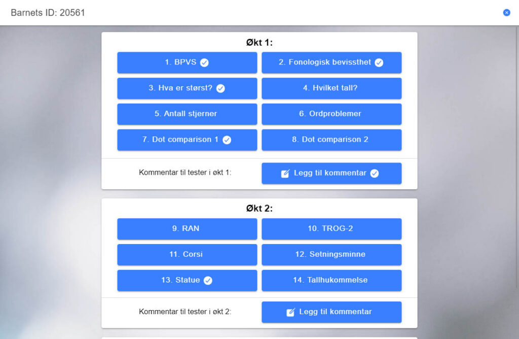 Oversikt over tester