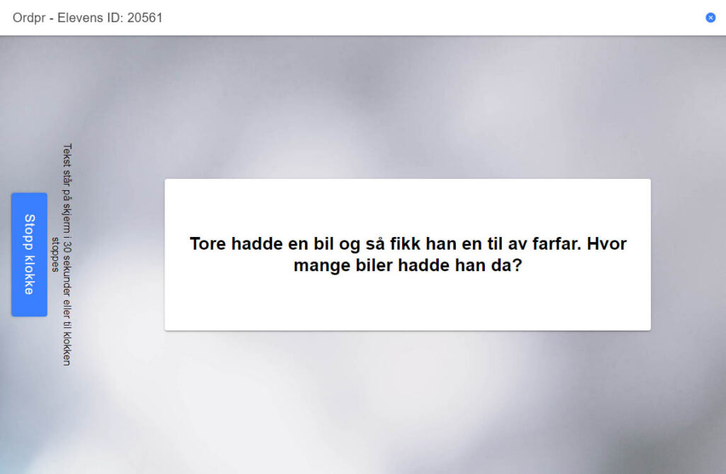 Eksempel på test Ordproblemer