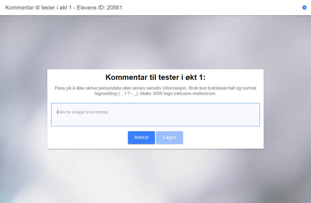Eksempel på valg for kommentar