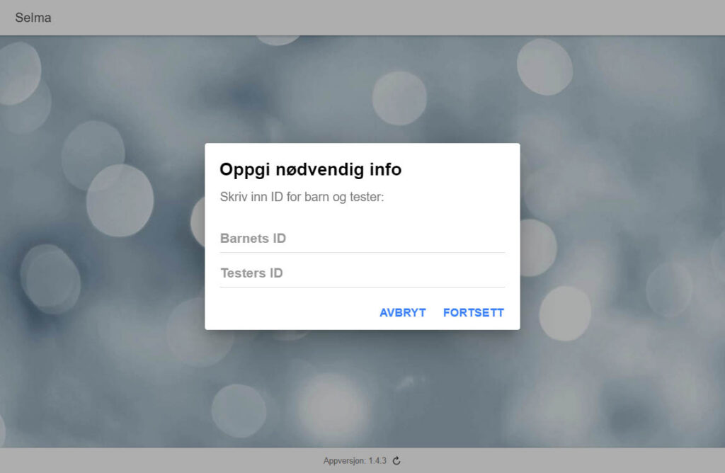 Dialogboks for å oppgi ID for tester og barn
