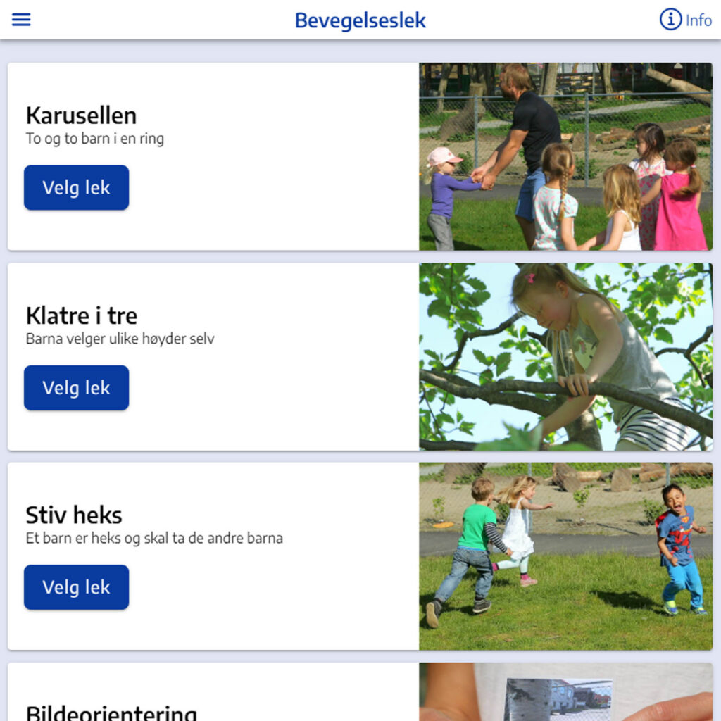 Oversiktsside fra Bevegelseslek