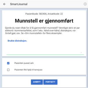 Skjermbilde fra SmartJournal