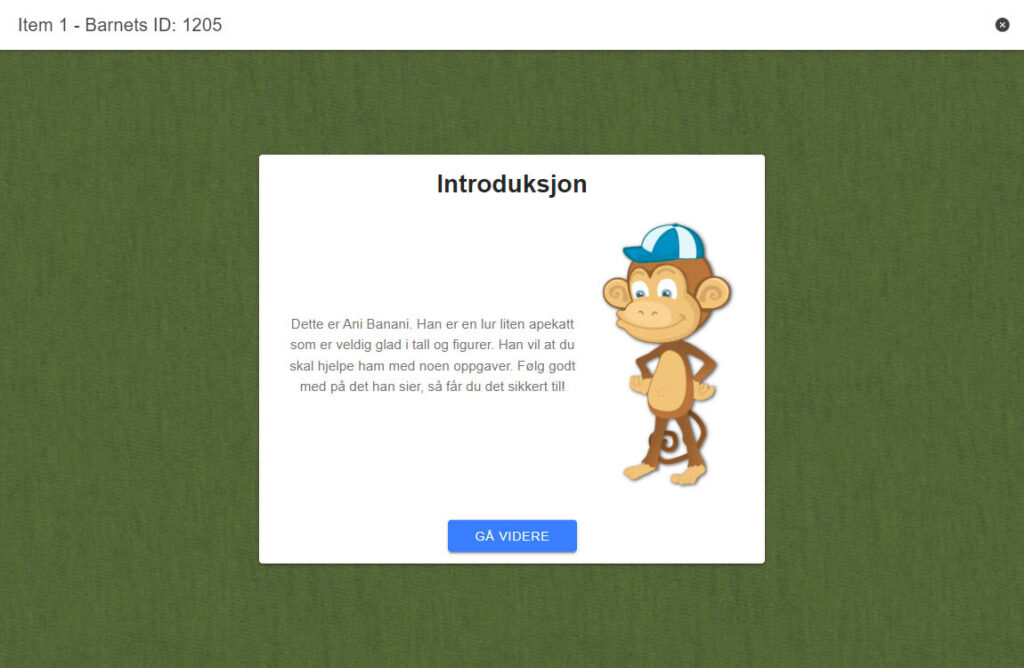 Introduksjon til Ani Banani mattestest