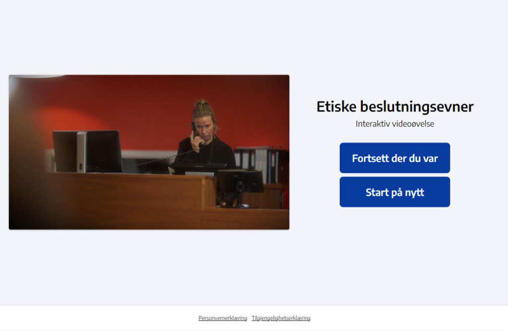Startskjerm i "Ansvar? Jeg?"