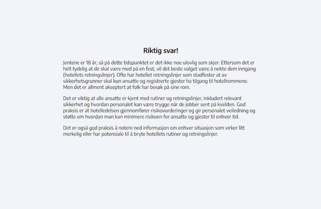 Tilbakemelding ved riktig svar