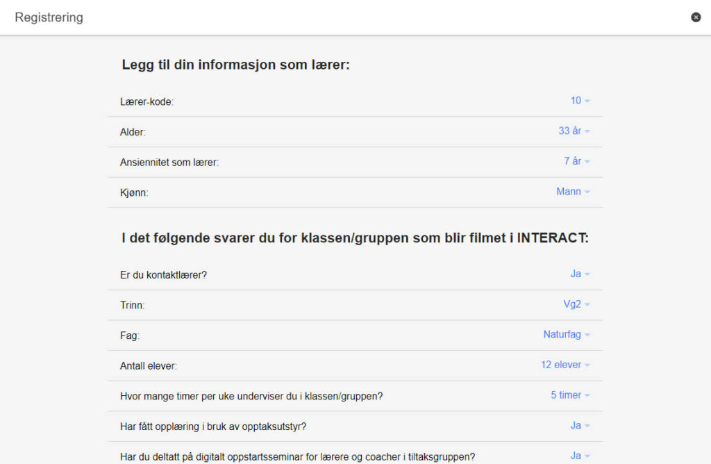 Registrering av lærerinformasjon