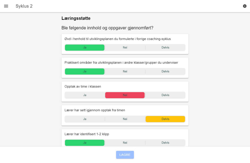 Eksempel på registrering av aktiviteter