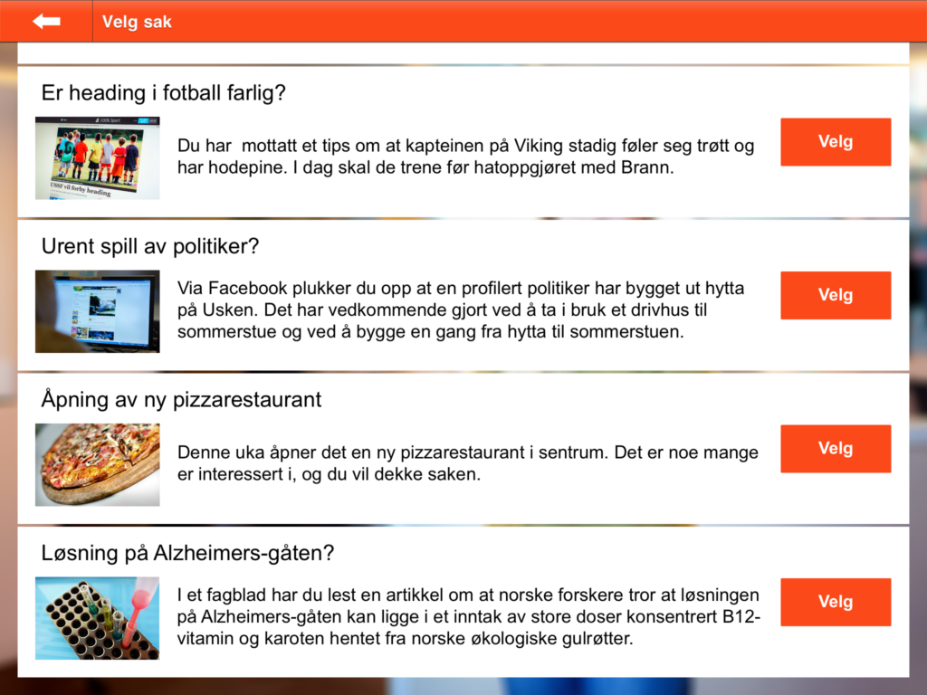 Oversikt over ulike saker