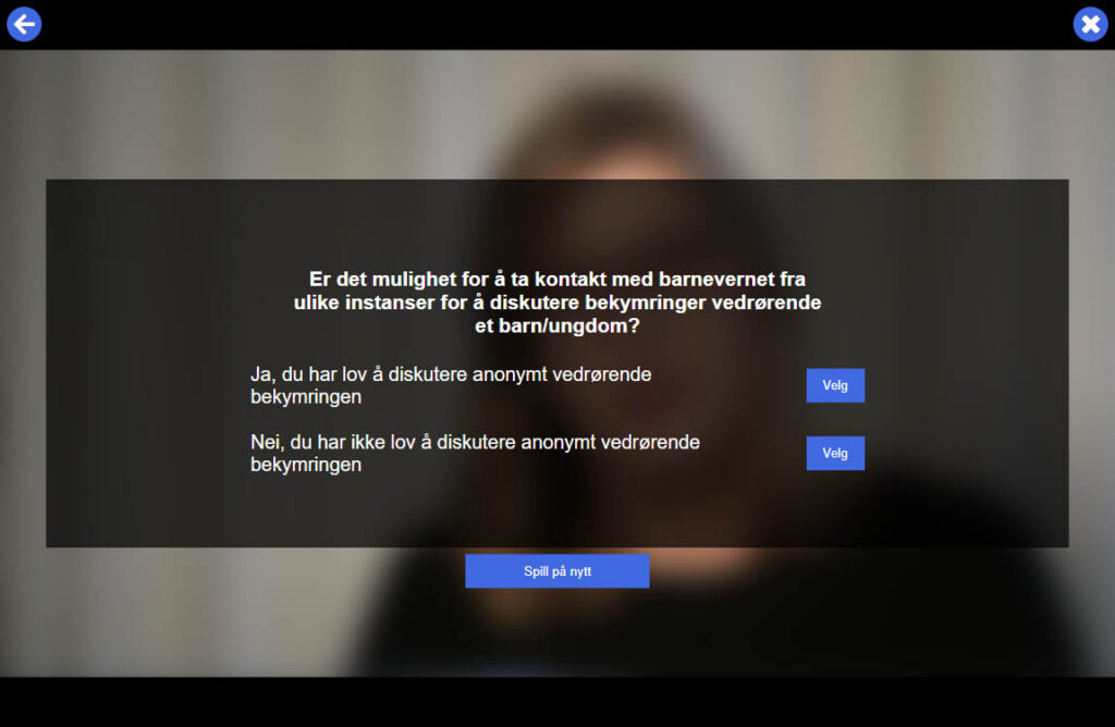 Eksempel på flervalgsoppgave i øvelse