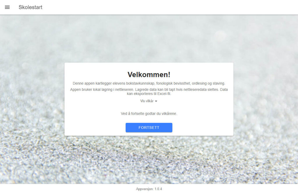 Velkommen-skjerm