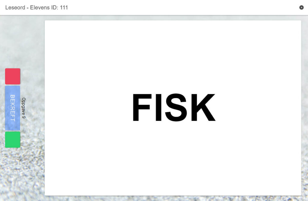 Eksempel på test Leseord