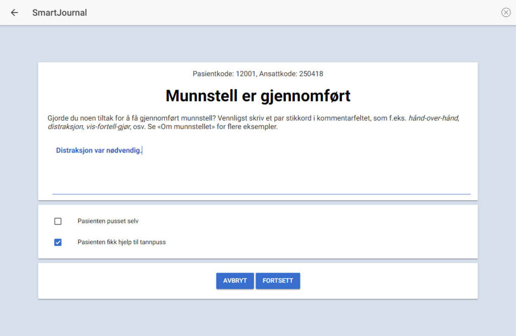 Registering av munnstell