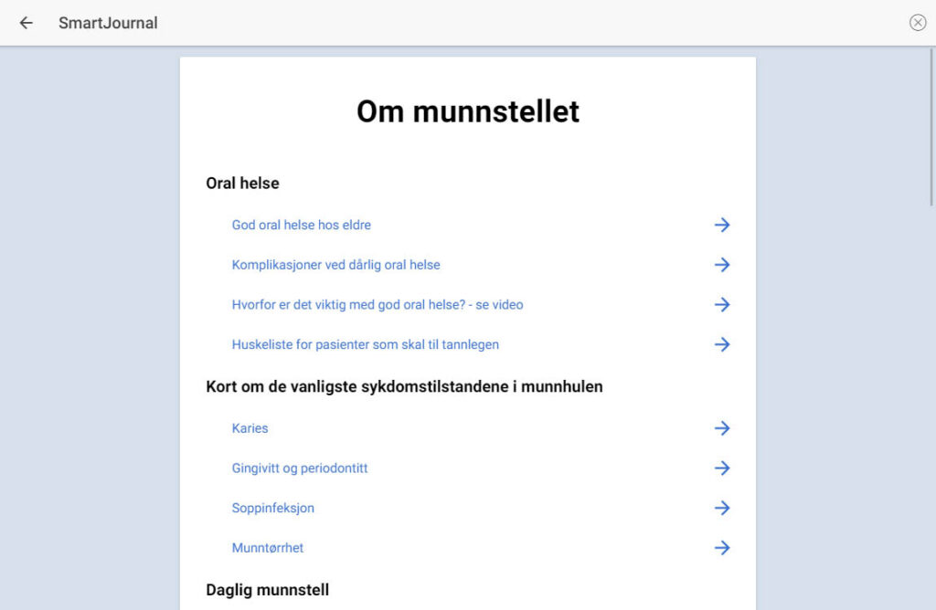 Læringsdelen "Om munnstellet"