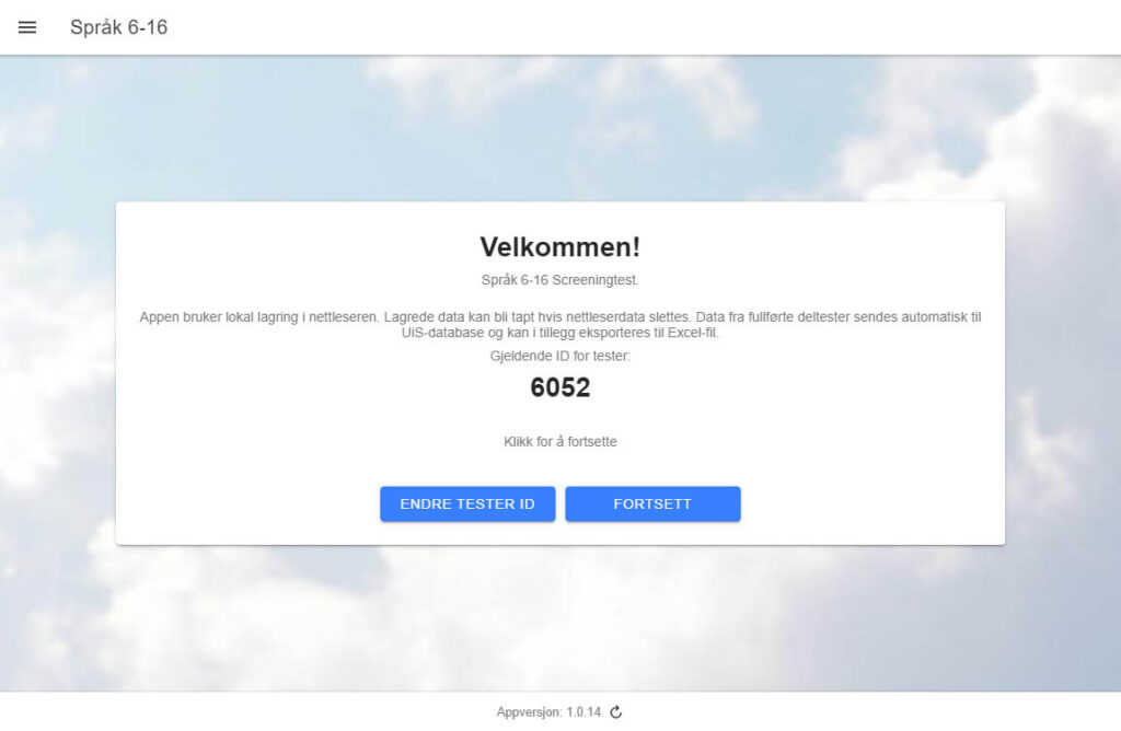 Velkommen-skjerm