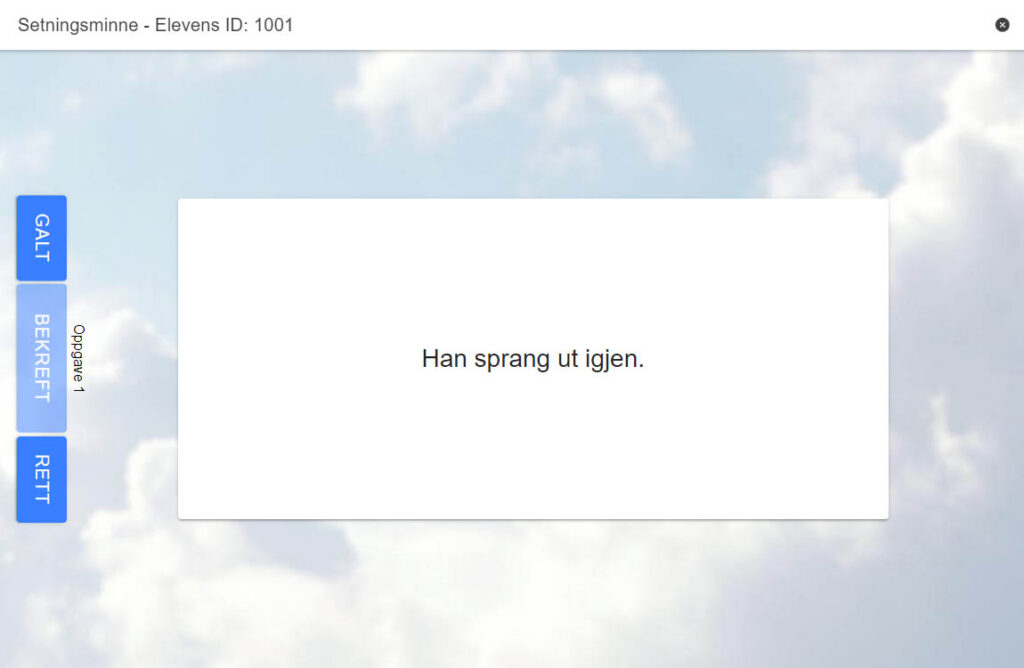 Eksempel på test Setningsminne