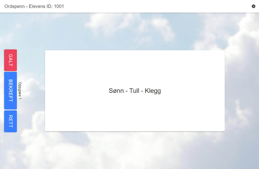 Eksempel på test Ordspenn