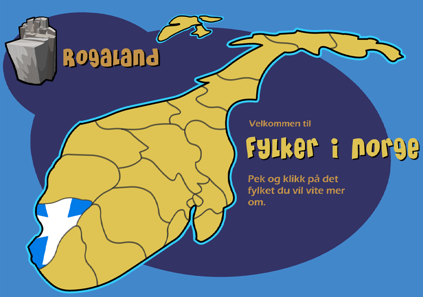 Oversiktskart over de ulike fylkene i Norge med fokus på Rogaland