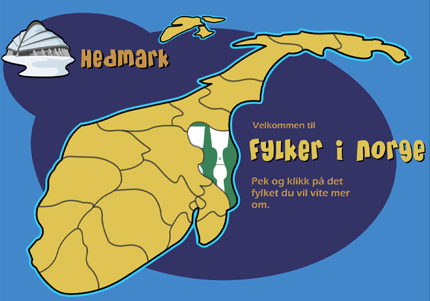 Oversiktskart over de ulike fylkene i Norge med fokus på Hedmark