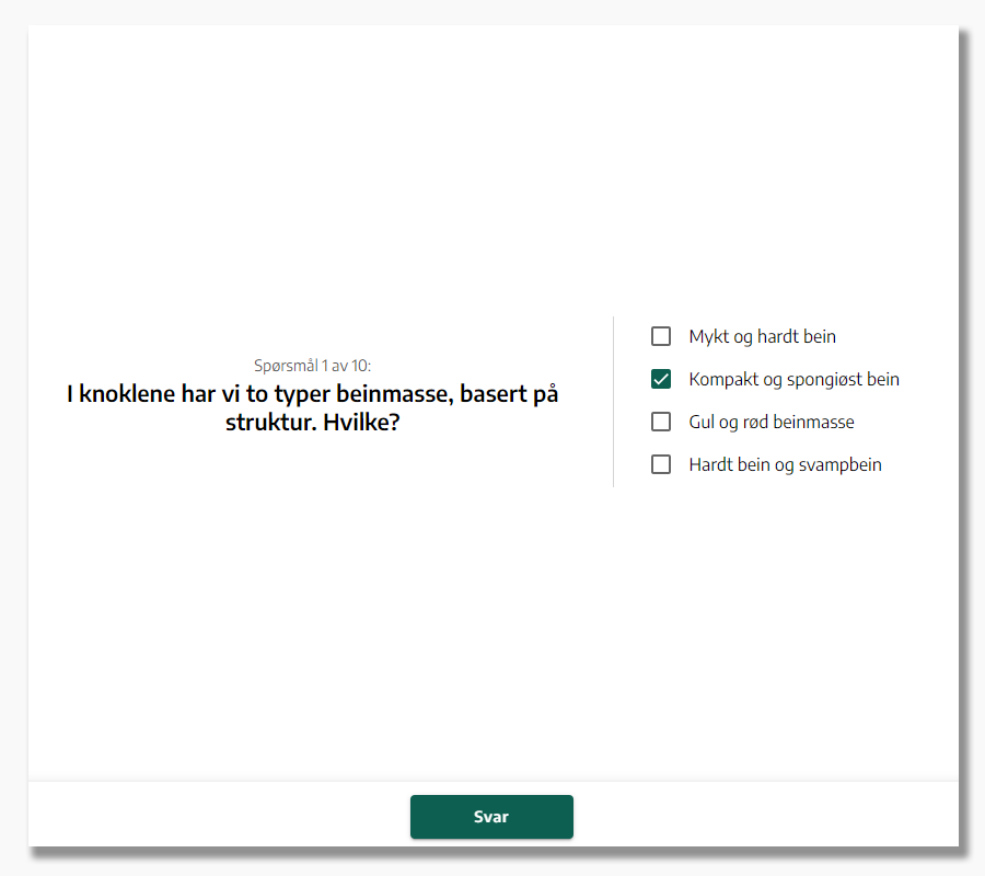 Eksempel på tekstbasert quiz