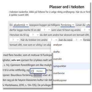 Tekst-interaksjoner for Canvsas