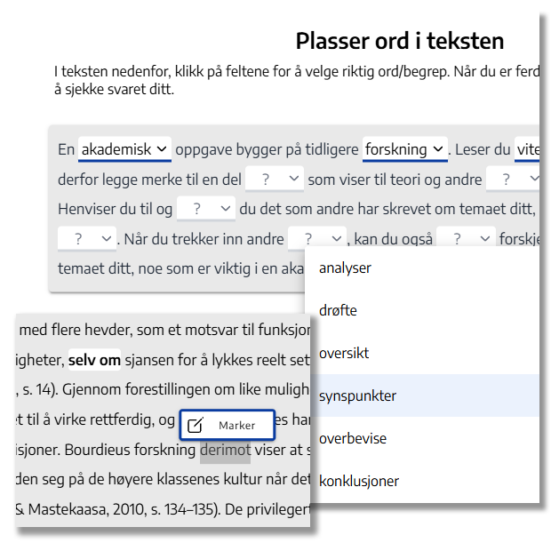 Tekst-interaksjoner for Canvsas