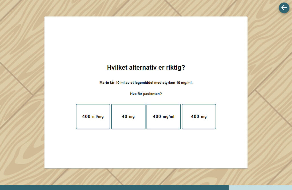 Oppgave for dose, mengde og styrke