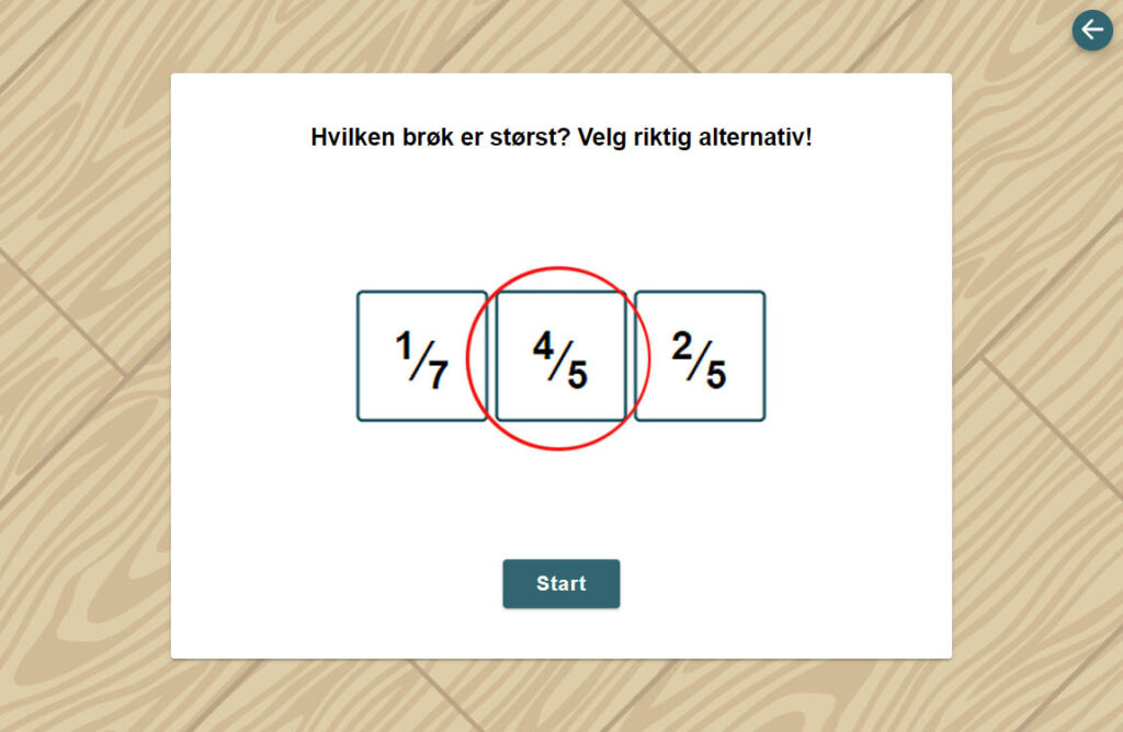 Introduksjon til brøk oppgave