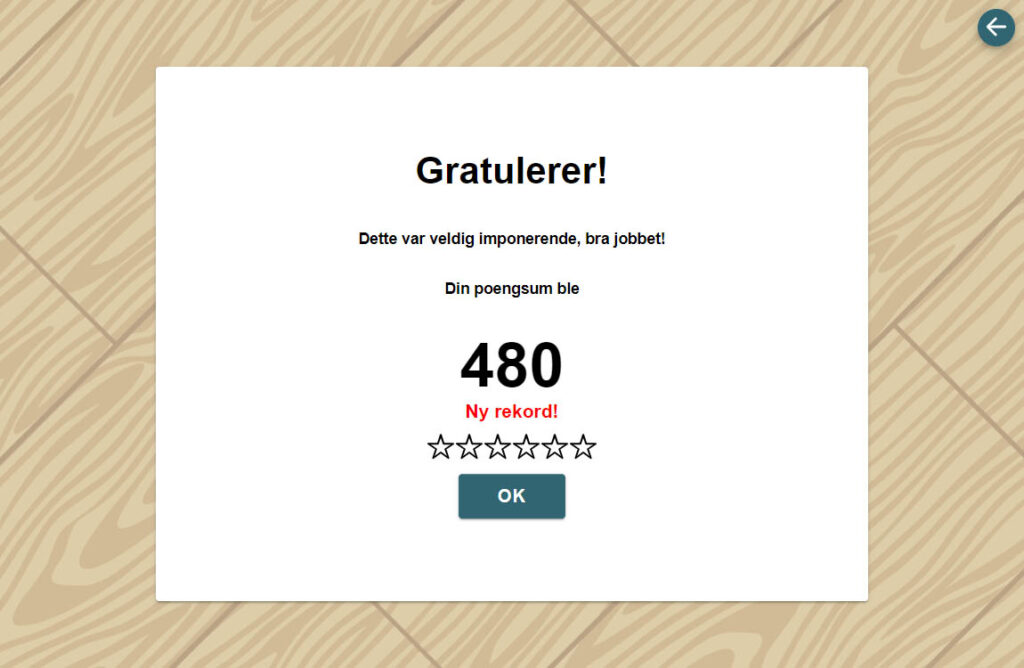 Poengscore oversikt