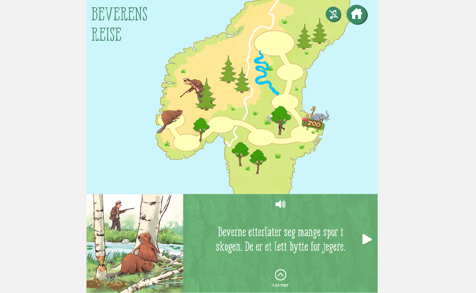 Kart over beverens bevegelse sammen med forklarende tekst